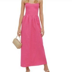 Reformation Fettuccine Linen Dress - Snapdragon Size 12